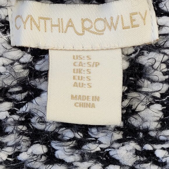 Cynthia Rowley Hooded open front Knit cardigan black white color size S - Picture 6 of 11